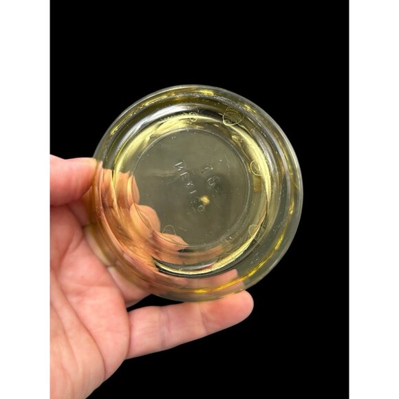 Vintage Amber Gold Glass Custard Cups Bowls ~ Set Of 4 ~ Scalloped 3 Band - Picture 6 of 6